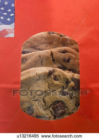 Stock Photography - Bag Of Milk Chocolate Chip Cookies. Fotosearch