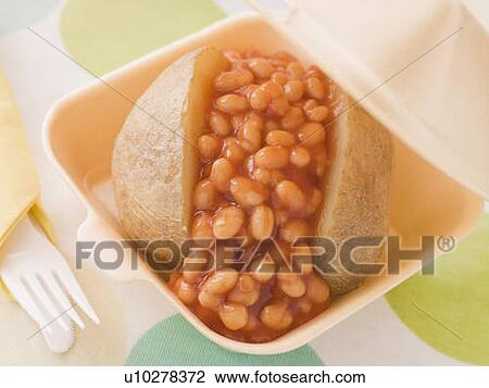Baked Potato With Baked Beans In A Take Away Box View Large Photo Image Stock Image - Baked Potato With Baked Beans In A Take Away Box. Fotosearch