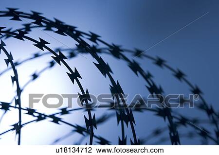 Barbed Wire Fence View Large Photo Image Stock Image - Barbed Wire Fence. Fotosearch