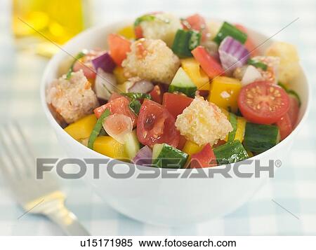 Bowl of Panzanella View Large Photo Image Stock Photography - Bowl of Panzanella. Fotosearch