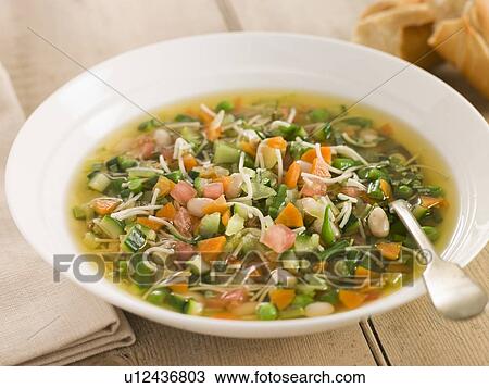 Stock Image - Bowl of Pistou Soup. Fotosearch