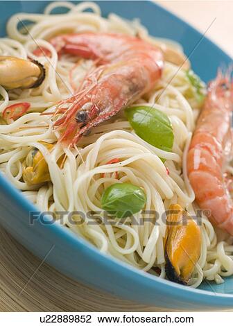 Bowl of Shellfish Linguine View Large Photo Image Stock Image - Bowl of Shellfish Linguine. Fotosearch