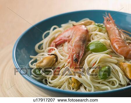 Bowl of Shellfish Linguine View Large Photo Image Stock Photo - Bowl of Shellfish Linguine. Fotosearch