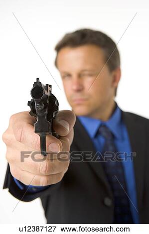 Businessman Pointing Hand Gun View Large Photo Image Stock Photo - Businessman Pointing Hand Gun. Fotosearch