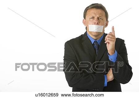 Businessman With His Mouth Taped Shut And Pointing View Large Photo Image Stock Photo - Businessman With His Mouth Taped Shut And Pointing . Fotosearch