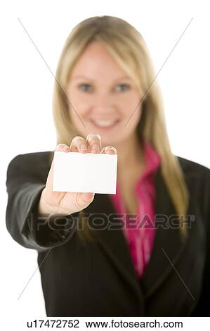 Businesswoman Holding Blank Business Card View Large Photo Image Stock Image - Businesswoman Holding Blank Business Card . Fotosearch