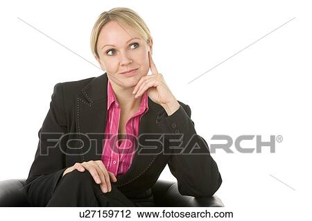 Businesswoman Sitting And Thinking View Large Photo Image Stock Image - Businesswoman Sitting And Thinking . Fotosearch