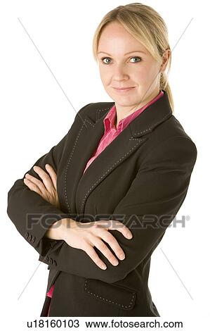 Stock Image - Businesswoman With Her Arms Folded . Fotosearch