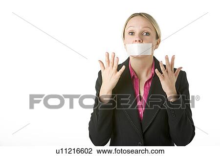 Businesswoman With Her Mouth Taped Shut View Large Photo Image Stock Image - Businesswoman With Her Mouth Taped Shut. Fotosearch