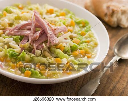 Cabbage and Bacon Soup with Rustic Bread View Large Photo Image Stock Image - Cabbage and Bacon Soup with Rustic Bread. Fotosearch
