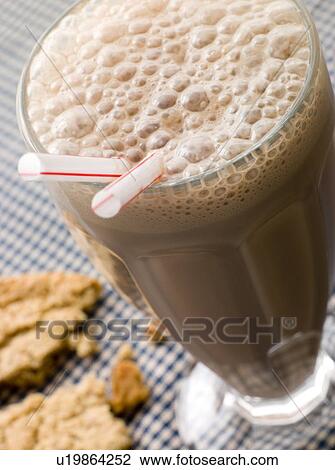 Chocolate Milkshake With A Cookie View Large Photo Image Stock Image - Chocolate Milkshake With A Cookie. Fotosearch