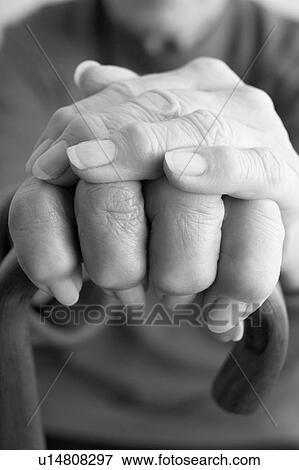 Close-Up Of Elderly Persons Hand Resting On Walking Cane View Large Photo Image Stock Photo - Close-Up Of Elderly Persons Hand Resting On Walking Cane. Fotosearch
