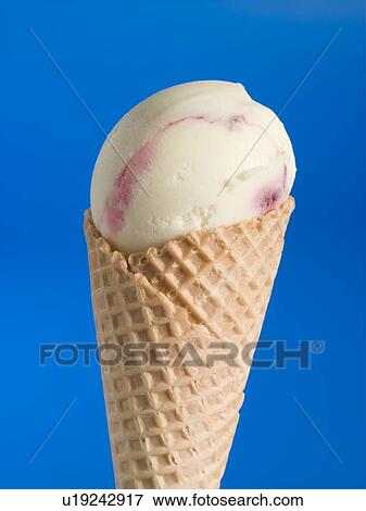 Stock Photo - Close Up Of Waffle Coned Ice Cream. Fotosearch