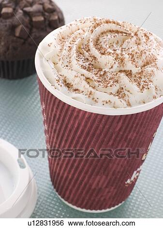 Cup Of Hot Chocolate With A Double Chocolate Muffin View Large Photo Image Stock Photograph - Cup Of Hot Chocolate With A Double Chocolate Muffin. Fotosearch