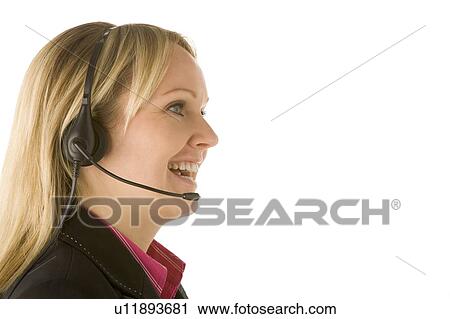 Stock Image - Customer Service Representative With Headset. Fotosearch