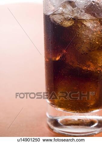 Stock Image - Glass of Cola with Ice Cubes. Fotosearch