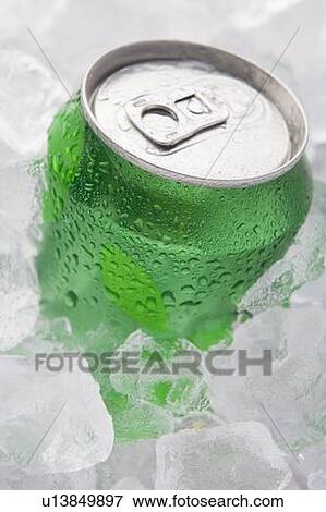 Green Can Of Fizzy Soft Drink Set In Ice View Large Photo Image Stock Photo - Green Can Of Fizzy Soft Drink Set In Ice . Fotosearch