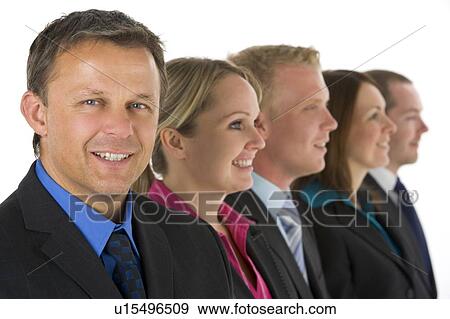 Group Of Business People In A Line Smiling View Large Photo Image Stock Photo - Group Of Business People In A Line Smiling. Fotosearch