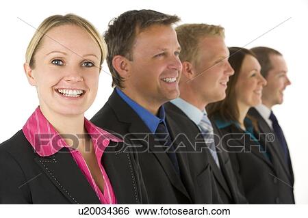 Group Of Business People In A Line Smiling View Large Photo Image Stock Photograph - Group Of Business People In A Line Smiling. Fotosearch