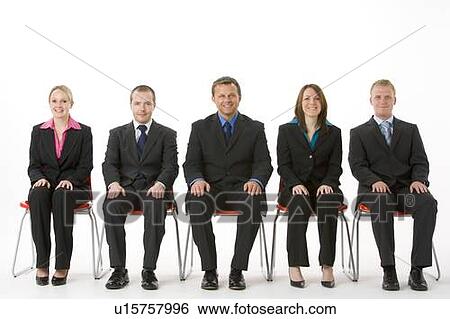 Stock Photograph - Group Of Business People Sitting In A Line . Fotosearch