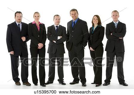 Stock Image - Group Of Business People Standing In A Line . Fotosearch