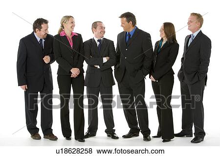Group Of Business People Standing Around Conversing View Large Photo Image Stock Photo - Group Of Business People Standing Around Conversing . Fotosearch