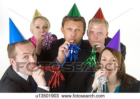 Group Of Business People Wearing Party Favors View Large Photo Image Stock Image - Group Of Business People Wearing Party Favors. Fotosearch