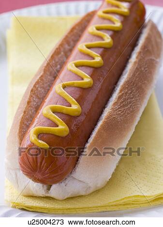 Hot Dog With Mustard View Large Photo Image Stock Image - Hot Dog With Mustard. Fotosearch