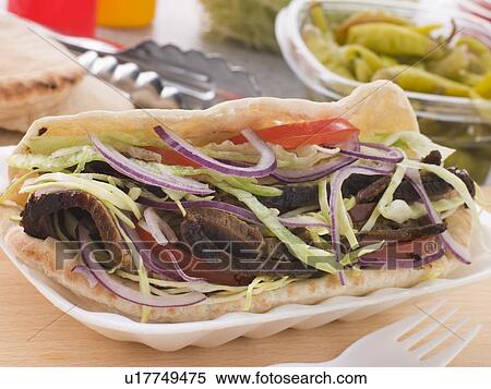 Marinated Lamb Kebab In A Pitta Bread View Large Photo Image Stock Photography - Marinated Lamb Kebab In A Pitta Bread. Fotosearch