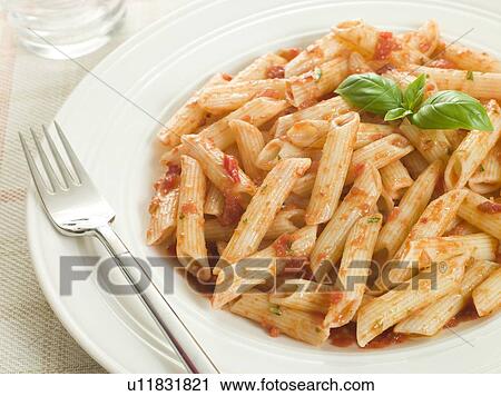 Plate of Penne Arabriatta View Large Photo Image Stock Image - Plate of Penne Arabriatta. Fotosearch