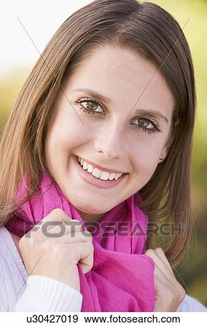 Stock Photo - Portrait Of Teenage Girl Outdoors . Fotosearch