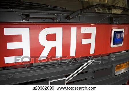 Stock Photo - Shot of the front of a fire engine. Fotosearch
