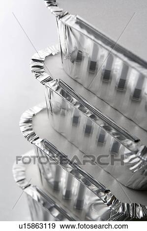 Stock Photo - Stack Of Foil Take Away Containers. Fotosearch