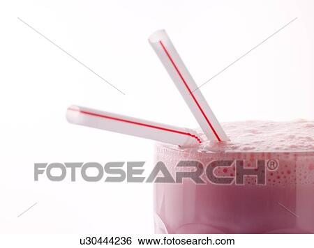 Strawberry Milkshake With Straws View Large Photo Image Stock Photograph - Strawberry Milkshake With Straws. Fotosearch