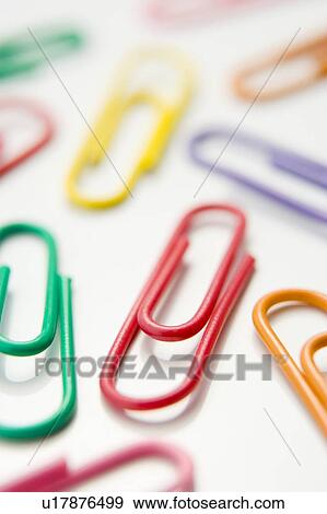 Stock Photo - Studio Shot Of Multi Colored Paperclips. Fotosearch