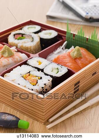 Sushi And Sashimi In A Take Away Bento Box View Large Photo Image Stock Image - Sushi And Sashimi In A Take Away Bento Box. Fotosearch