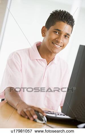 Teenage Boy Using Desktop Computer View Large Photo Image Stock Photo - Teenage Boy Using Desktop Computer. Fotosearch