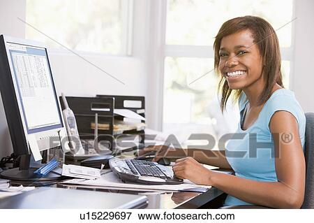 Teenage Girl Using Desktop Computer View Large Photo Image Stock Photo - Teenage Girl Using Desktop Computer . Fotosearch