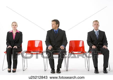 Three Business People Sitting On Red Plastic Seats View Large Photo Image Stock Image - Three Business People Sitting On Red Plastic Seats . Fotosearch