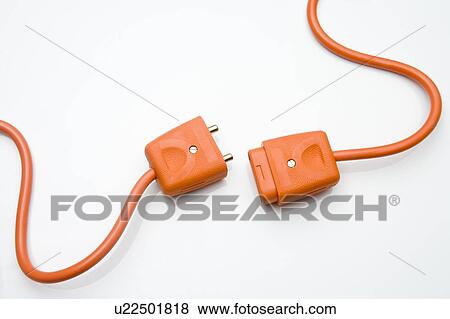 Stock Photo - Two Orange Electric Plugs. Fotosearch
