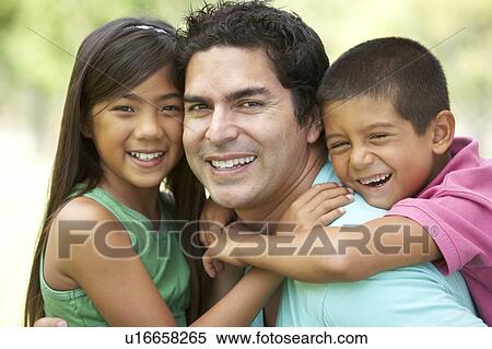 Father With Children In Park View Large Photo Image Stock Photography - Father With Children In Park. Fotosearch