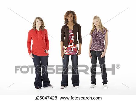 Full Length Portrait Of Three Teenage Girls View Large Photo Image Stock Photo - Full Length Portrait Of Three Teenage Girls. Fotosearch
