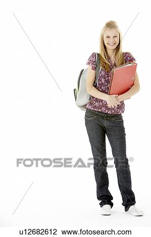 Full Length Studio Portrait Of Female Teenage Student View Large Photo Image Stock Image - Full Length Studio Portrait Of Female Teenage Student. Fotosearch