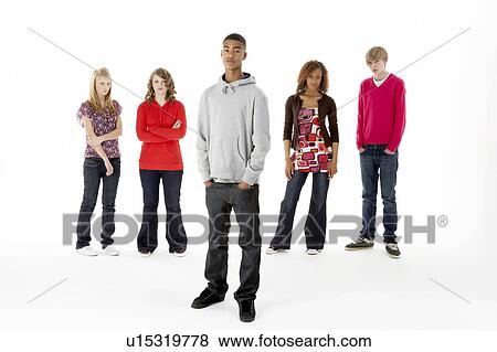 Full Length Studio Portrait Of Five Teenage Friends View Large Photo Image Stock Photo - Full Length Studio Portrait Of Five Teenage Friends. Fotosearch