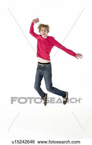 Full Length Studio Portrait Of Jumping Teenage Boy View Large Photo Image Stock Photograph - Full Length Studio Portrait Of Jumping Teenage Boy. Fotosearch
