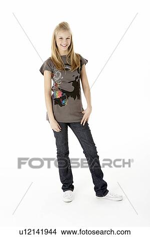 Full Length Studio Portrait Of Teenage Girl View Large Photo Image Picture - Full Length Studio Portrait Of Teenage Girl. Fotosearch