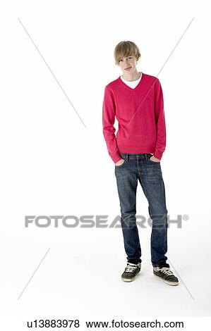 Full Length Studio Portrait Of Teenage Boy View Large Photo Image Stock Photo - Full Length Studio Portrait Of Teenage Boy. Fotosearch