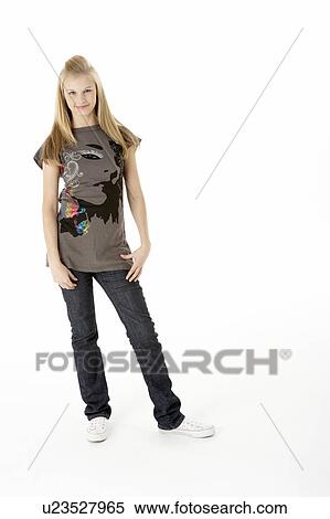 Full Length Studio Portrait Of Teenage Girl View Large Photo Image Stock Photography - Full Length Studio Portrait Of Teenage Girl. Fotosearch