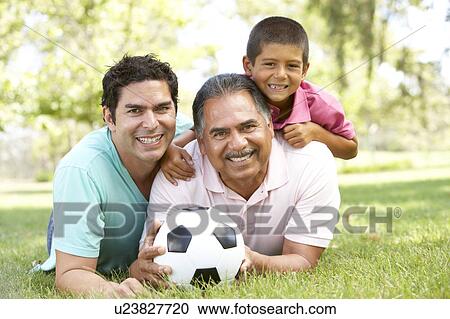 Grandfather With Son And Grandson In Park With Football View Large Photo Image Stock Image - Grandfather With Son And Grandson In Park With Football. Fotosearch