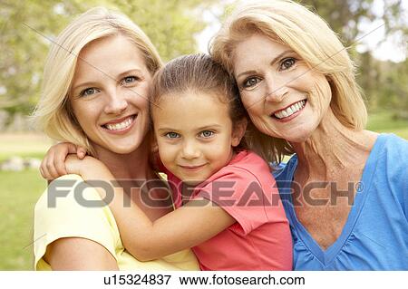 Grandmother With Mother And Daughter In Park View Large Photo Image Stock Photo - Grandmother With Mother And Daughter In Park. Fotosearch